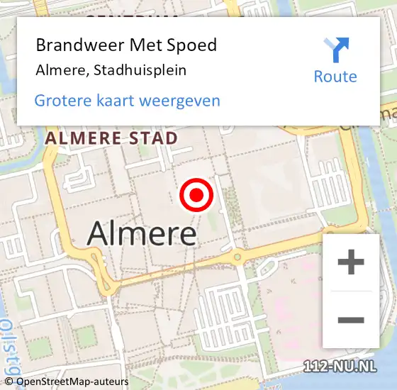 Locatie op kaart van de 112 melding: Brandweer Met Spoed Naar Almere, Stadhuisplein op 12 mei 2023 16:05
