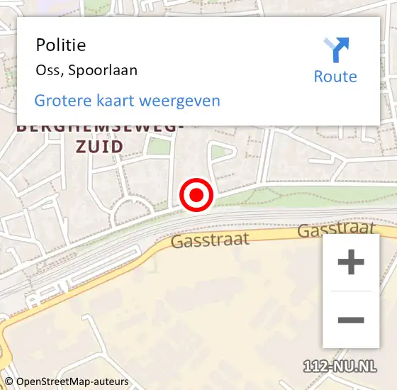 Locatie op kaart van de 112 melding: Politie Oss, Spoorlaan op 12 mei 2023 16:16
