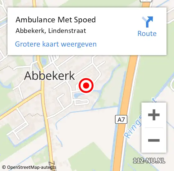 Locatie op kaart van de 112 melding: Ambulance Met Spoed Naar Abbekerk, Lindenstraat op 12 mei 2023 16:25