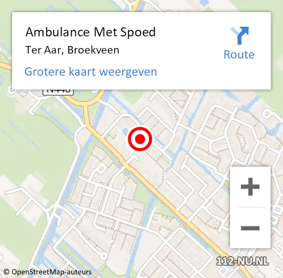 Locatie op kaart van de 112 melding: Ambulance Met Spoed Naar Ter Aar, Broekveen op 12 mei 2023 16:33