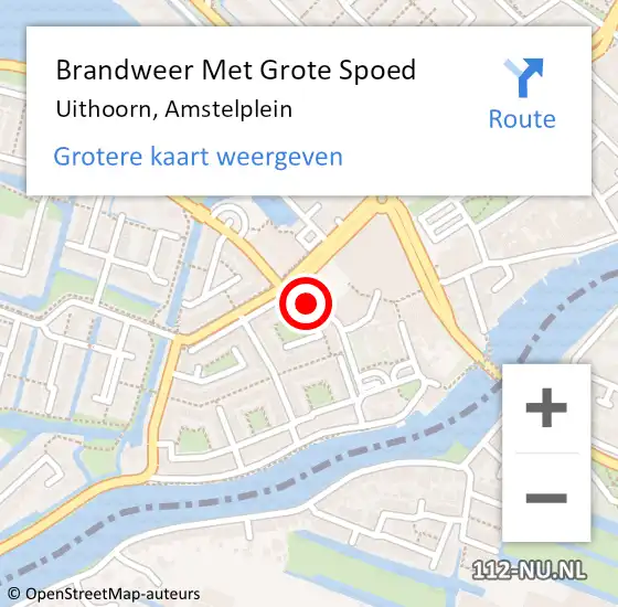 Locatie op kaart van de 112 melding: Brandweer Met Grote Spoed Naar Uithoorn, Amstelplein op 12 mei 2023 16:37