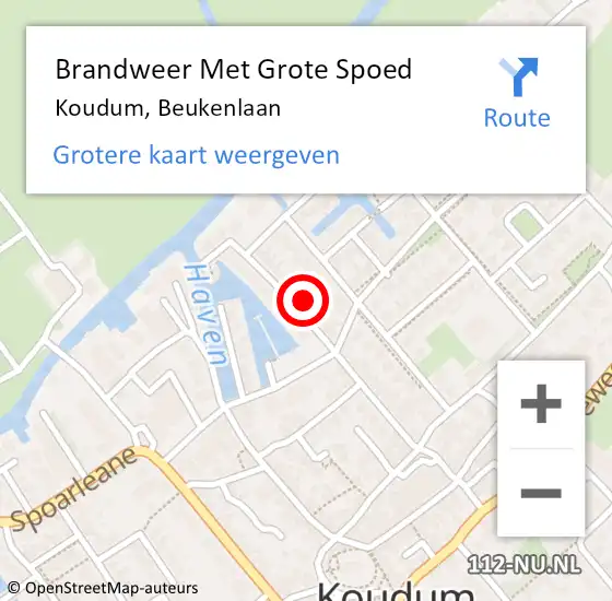 Locatie op kaart van de 112 melding: Brandweer Met Grote Spoed Naar Koudum, Beukenlaan op 12 mei 2023 16:52