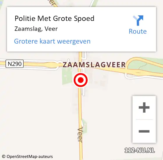 Locatie op kaart van de 112 melding: Politie Met Grote Spoed Naar Zaamslag, Veer op 12 mei 2023 16:56