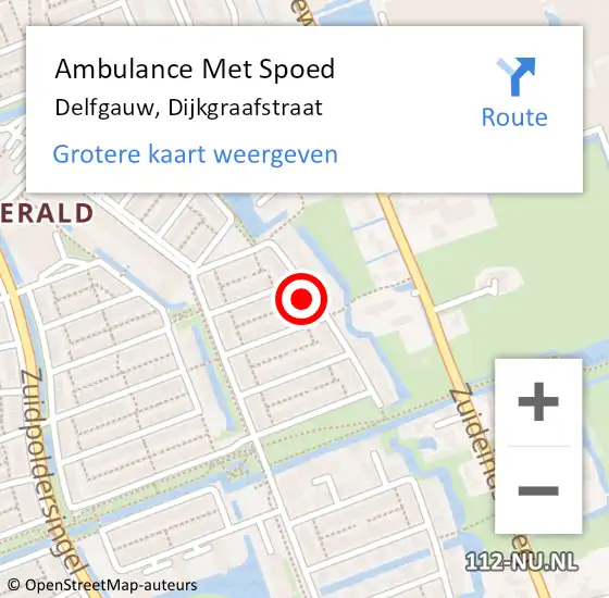 Locatie op kaart van de 112 melding: Ambulance Met Spoed Naar Delfgauw, Dijkgraafstraat op 12 mei 2023 17:05