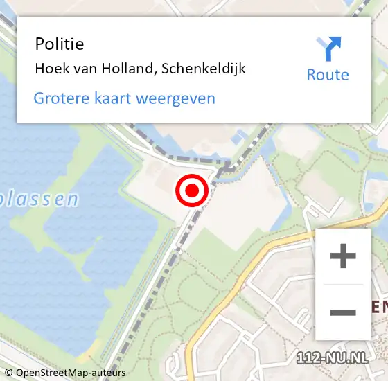 Locatie op kaart van de 112 melding: Politie Hoek van Holland, Schenkeldijk op 12 mei 2023 17:14