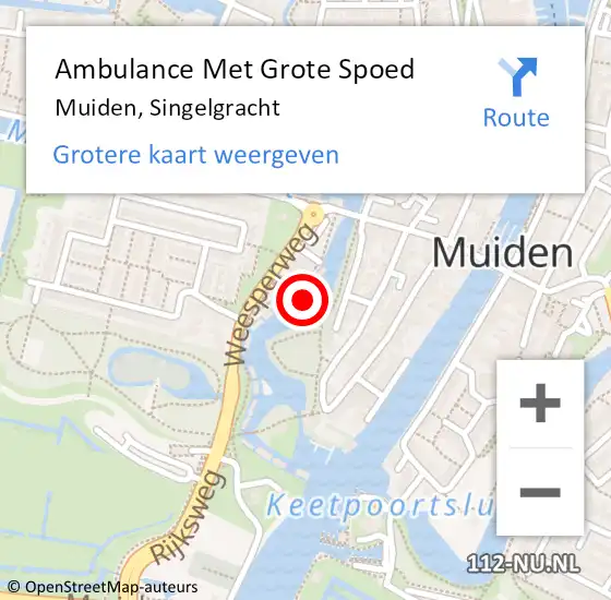 Locatie op kaart van de 112 melding: Ambulance Met Grote Spoed Naar Muiden, Singelgracht op 12 oktober 2013 15:54