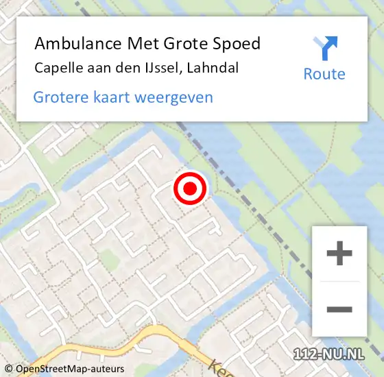 Locatie op kaart van de 112 melding: Ambulance Met Grote Spoed Naar Capelle aan den IJssel, Lahndal op 12 mei 2023 18:59