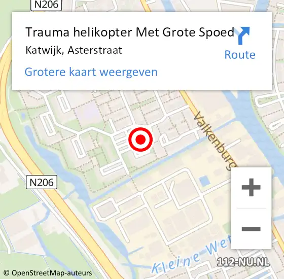 Locatie op kaart van de 112 melding: Trauma helikopter Met Grote Spoed Naar Katwijk, Asterstraat op 12 mei 2023 20:06