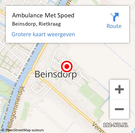 Locatie op kaart van de 112 melding: Ambulance Met Spoed Naar Beinsdorp, Rietkraag op 12 mei 2023 20:06