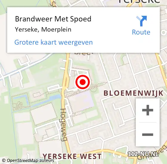 Locatie op kaart van de 112 melding: Brandweer Met Spoed Naar Yerseke, Moerplein op 12 mei 2023 20:15