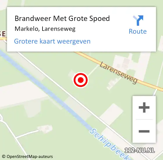 Locatie op kaart van de 112 melding: Brandweer Met Grote Spoed Naar Markelo, Larenseweg op 12 mei 2023 20:21