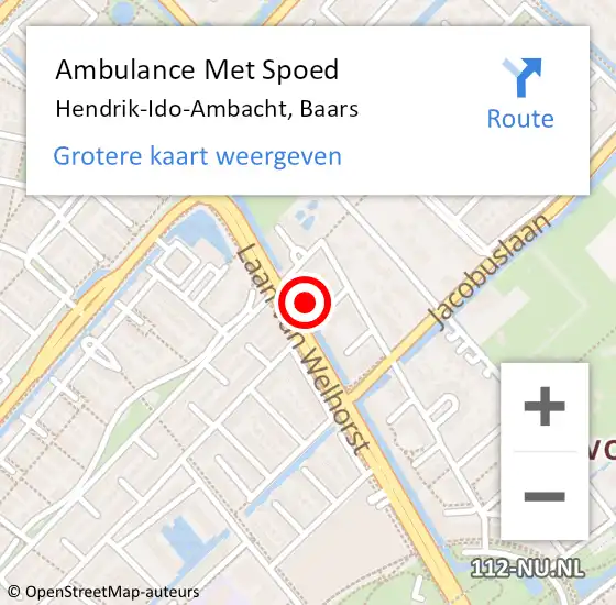 Locatie op kaart van de 112 melding: Ambulance Met Spoed Naar Hendrik-Ido-Ambacht, Baars op 12 mei 2023 20:23