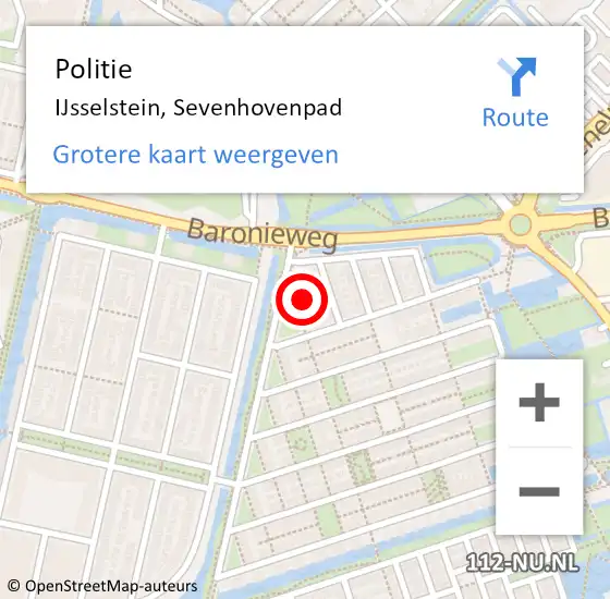 Locatie op kaart van de 112 melding: Politie IJsselstein, Sevenhovenpad op 12 mei 2023 20:33