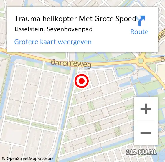 Locatie op kaart van de 112 melding: Trauma helikopter Met Grote Spoed Naar IJsselstein, Sevenhovenpad op 12 mei 2023 20:34