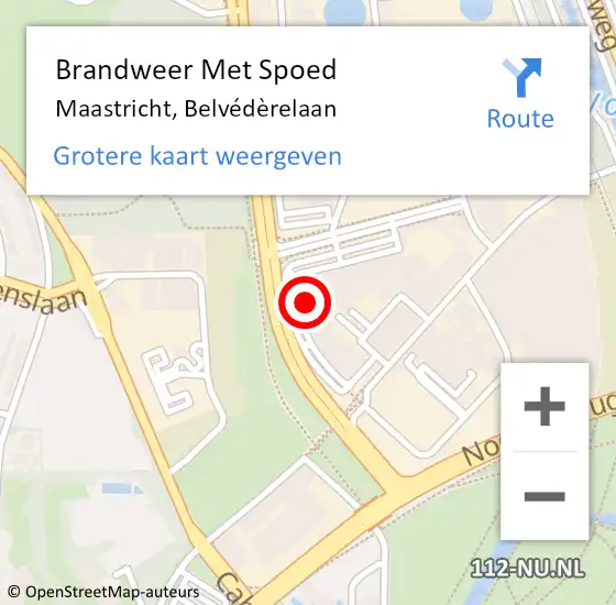 Locatie op kaart van de 112 melding: Brandweer Met Spoed Naar Maastricht, Belvédèrelaan op 12 mei 2023 21:04