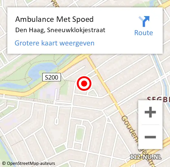 Locatie op kaart van de 112 melding: Ambulance Met Spoed Naar Den Haag, Sneeuwklokjestraat op 12 mei 2023 21:08