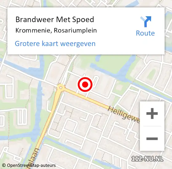 Locatie op kaart van de 112 melding: Brandweer Met Spoed Naar Krommenie, Rosariumplein op 12 mei 2023 21:37