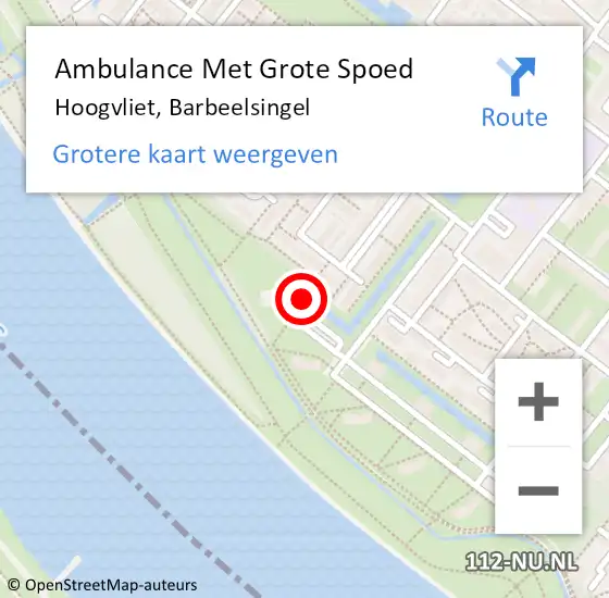 Locatie op kaart van de 112 melding: Ambulance Met Grote Spoed Naar Hoogvliet, Barbeelsingel op 12 mei 2023 22:00