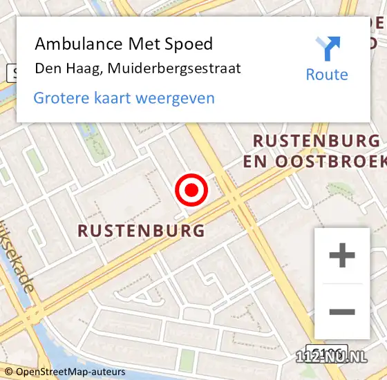 Locatie op kaart van de 112 melding: Ambulance Met Spoed Naar Den Haag, Muiderbergsestraat op 12 mei 2023 22:38