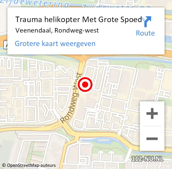 Locatie op kaart van de 112 melding: Trauma helikopter Met Grote Spoed Naar Veenendaal, Rondweg-west op 12 mei 2023 22:43