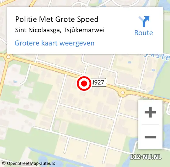 Locatie op kaart van de 112 melding: Politie Met Grote Spoed Naar Sint Nicolaasga, Tsjûkemarwei op 12 mei 2023 23:24