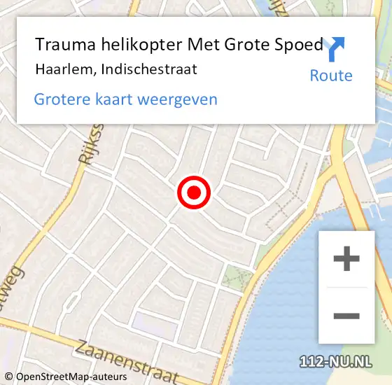 Locatie op kaart van de 112 melding: Trauma helikopter Met Grote Spoed Naar Haarlem, Indischestraat op 13 mei 2023 01:06