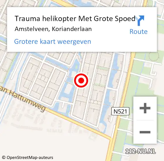 Locatie op kaart van de 112 melding: Trauma helikopter Met Grote Spoed Naar Amstelveen, Korianderlaan op 13 mei 2023 01:57