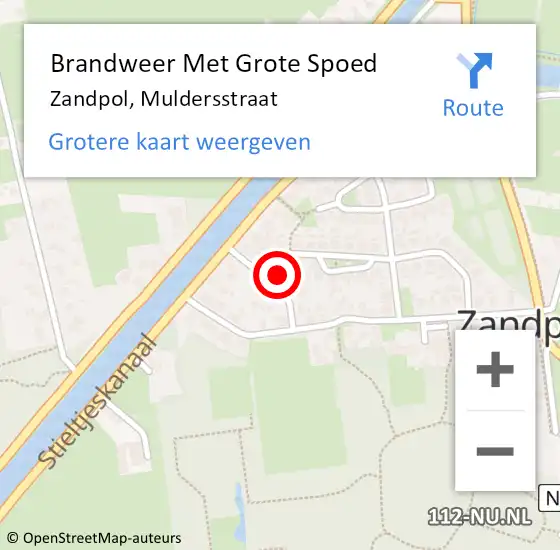 Locatie op kaart van de 112 melding: Brandweer Met Grote Spoed Naar Zandpol, Muldersstraat op 13 mei 2023 02:04