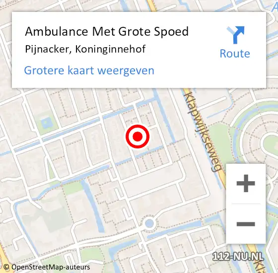 Locatie op kaart van de 112 melding: Ambulance Met Grote Spoed Naar Pijnacker, Koninginnehof op 13 mei 2023 02:09