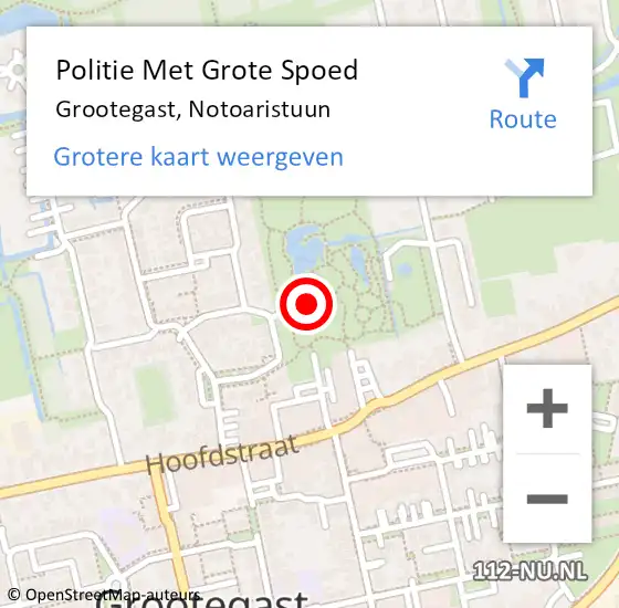 Locatie op kaart van de 112 melding: Politie Met Grote Spoed Naar Grootegast, Notoaristuun op 13 mei 2023 02:13