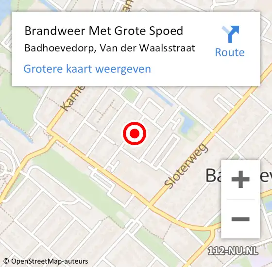 Locatie op kaart van de 112 melding: Brandweer Met Grote Spoed Naar Badhoevedorp, Van der Waalsstraat op 13 mei 2023 02:13