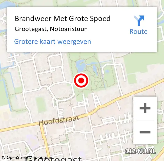 Locatie op kaart van de 112 melding: Brandweer Met Grote Spoed Naar Grootegast, Notoaristuun op 13 mei 2023 02:13