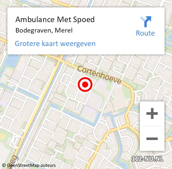 Locatie op kaart van de 112 melding: Ambulance Met Spoed Naar Bodegraven, Merel op 13 mei 2023 02:28