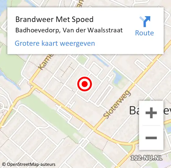 Locatie op kaart van de 112 melding: Brandweer Met Spoed Naar Badhoevedorp, Van der Waalsstraat op 13 mei 2023 02:42