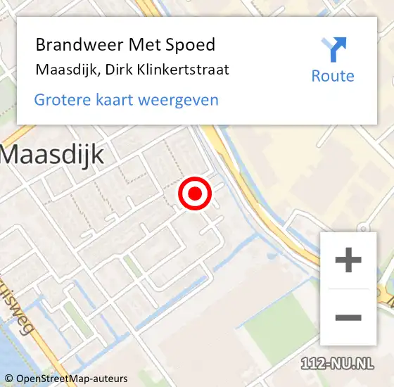 Locatie op kaart van de 112 melding: Brandweer Met Spoed Naar Maasdijk, Dirk Klinkertstraat op 13 mei 2023 02:46