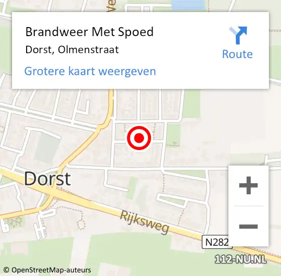 Locatie op kaart van de 112 melding: Brandweer Met Spoed Naar Dorst, Olmenstraat op 13 mei 2023 04:01