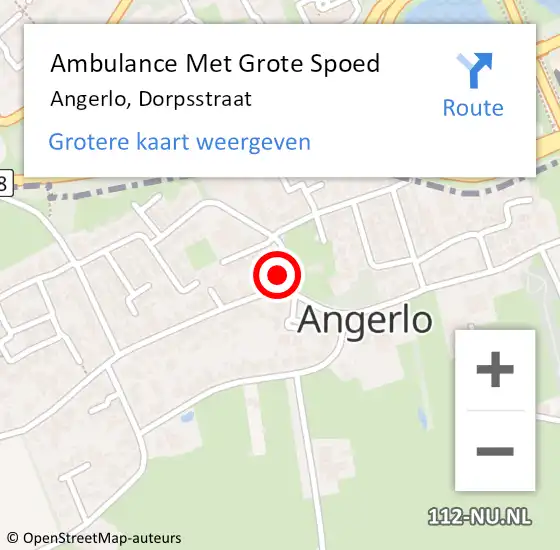 Locatie op kaart van de 112 melding: Ambulance Met Grote Spoed Naar Angerlo, Dorpsstraat op 25 augustus 2014 11:21