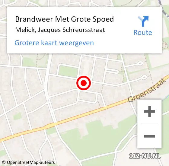 Locatie op kaart van de 112 melding: Brandweer Met Grote Spoed Naar Melick, Jacques Schreursstraat op 13 mei 2023 05:58