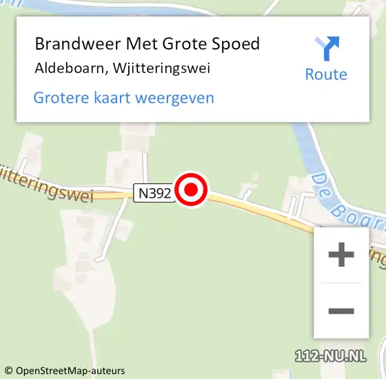 Locatie op kaart van de 112 melding: Brandweer Met Grote Spoed Naar Aldeboarn, Wjitteringswei op 25 augustus 2014 11:26