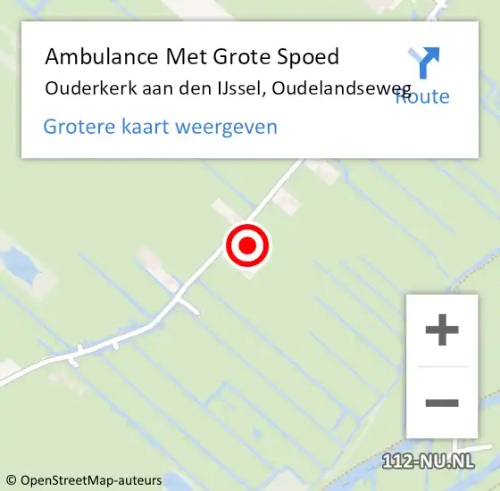 Locatie op kaart van de 112 melding: Ambulance Met Grote Spoed Naar Ouderkerk aan den IJssel, Oudelandseweg op 13 mei 2023 07:53