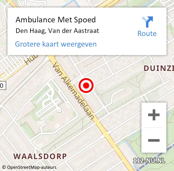 Locatie op kaart van de 112 melding: Ambulance Met Spoed Naar Den Haag, Van der Aastraat op 13 mei 2023 08:13