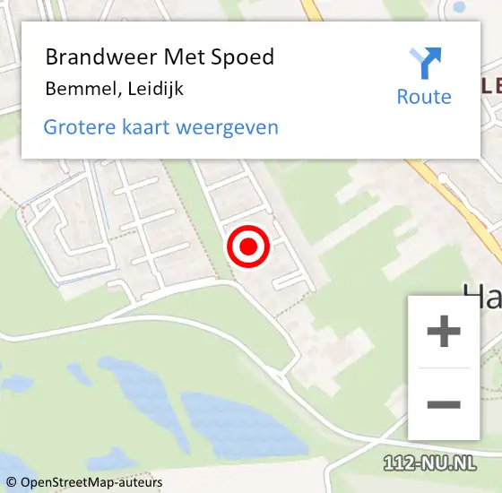 Locatie op kaart van de 112 melding: Brandweer Met Spoed Naar Bemmel, Leidijk op 13 mei 2023 08:39