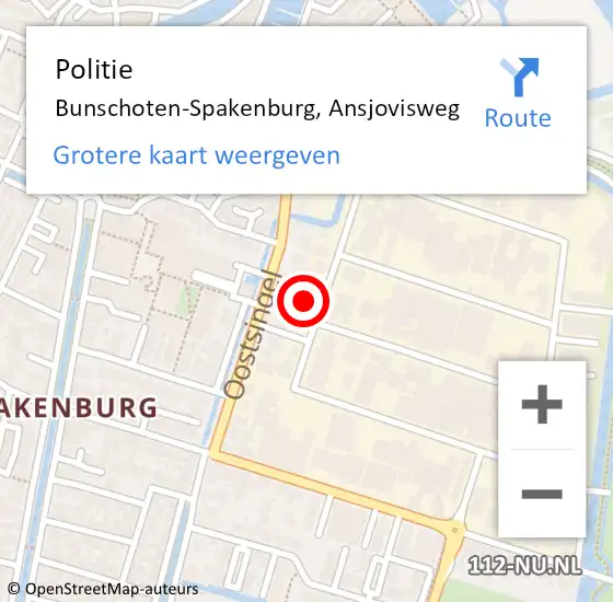 Locatie op kaart van de 112 melding: Politie Bunschoten-Spakenburg, Ansjovisweg op 13 mei 2023 08:41