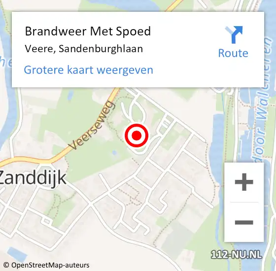 Locatie op kaart van de 112 melding: Brandweer Met Spoed Naar Veere, Sandenburghlaan op 13 mei 2023 08:59