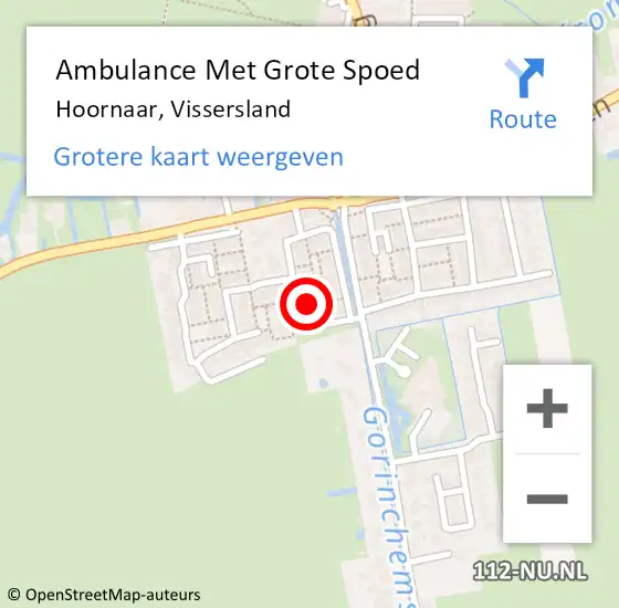 Locatie op kaart van de 112 melding: Ambulance Met Grote Spoed Naar Hoornaar, Vissersland op 13 mei 2023 09:25