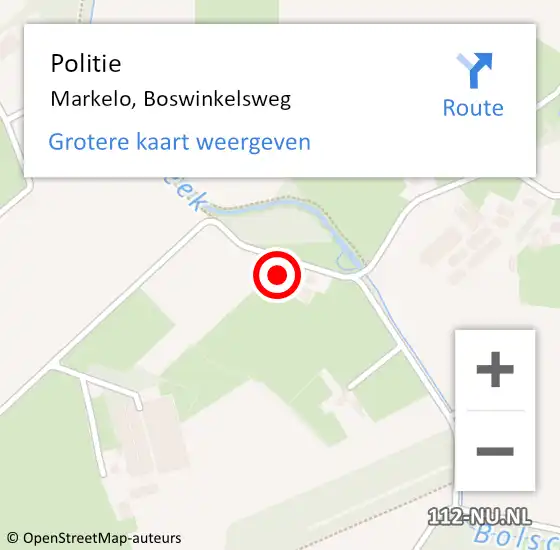 Locatie op kaart van de 112 melding: Politie Markelo, Boswinkelsweg op 13 mei 2023 09:45