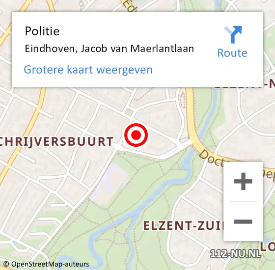 Locatie op kaart van de 112 melding: Politie Eindhoven, Jacob van Maerlantlaan op 13 mei 2023 09:45