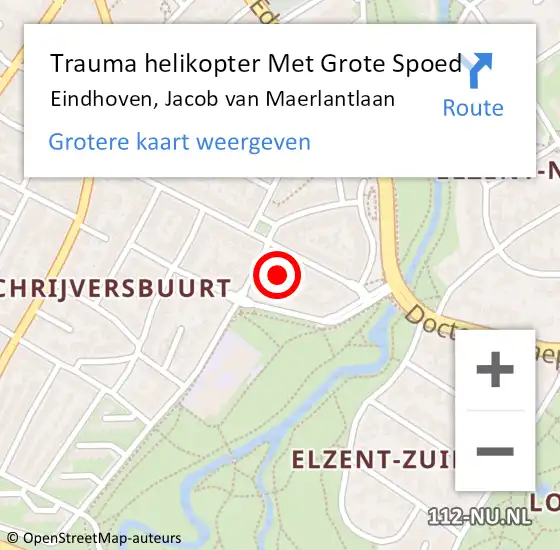 Locatie op kaart van de 112 melding: Trauma helikopter Met Grote Spoed Naar Eindhoven, Jacob van Maerlantlaan op 13 mei 2023 09:47