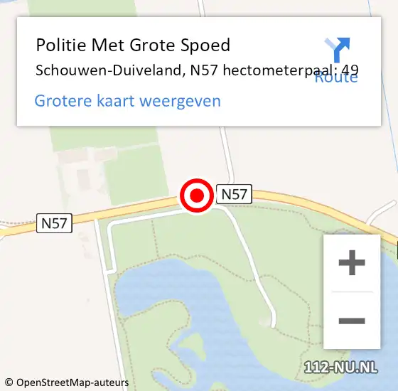 Locatie op kaart van de 112 melding: Politie Met Grote Spoed Naar Schouwen-Duiveland, N57 hectometerpaal: 49 op 13 mei 2023 10:06