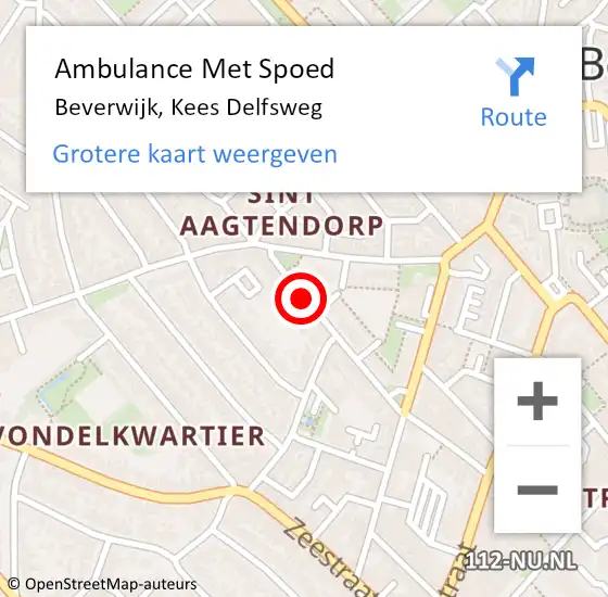 Locatie op kaart van de 112 melding: Ambulance Met Spoed Naar Beverwijk, Kees Delfsweg op 13 mei 2023 10:07